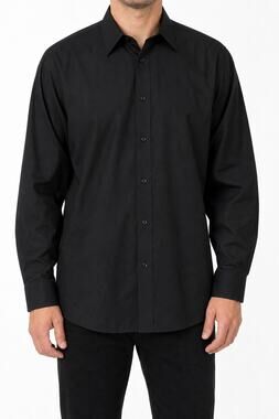 Vitarelli Men's Black Long Sleeve Dress Shirt 17.5 34-35 Cotton Blend Minimalist
